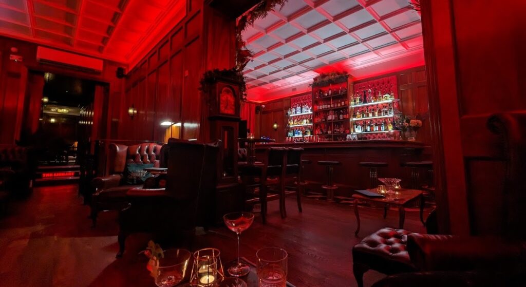 Cocktail bar in Bristol, The Library, accessed through a secret bookcase entrance